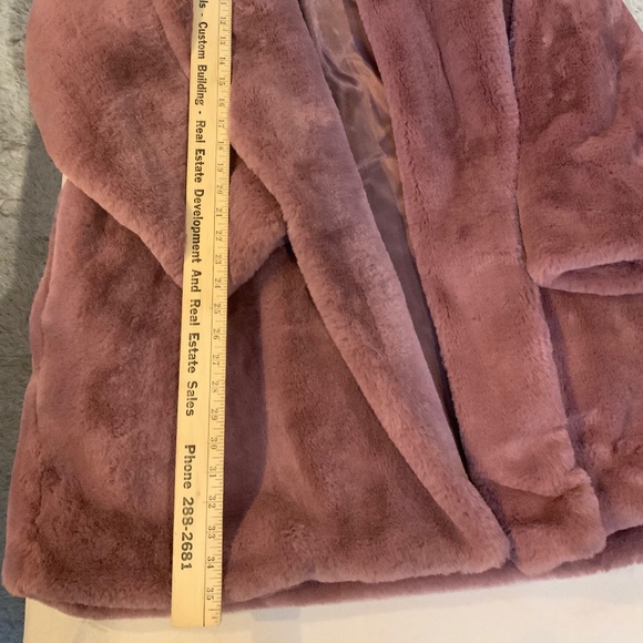 Free People Faux Fur Jacket Dusty Rose/Pink Color Sz M/L - Picture 7 of 13